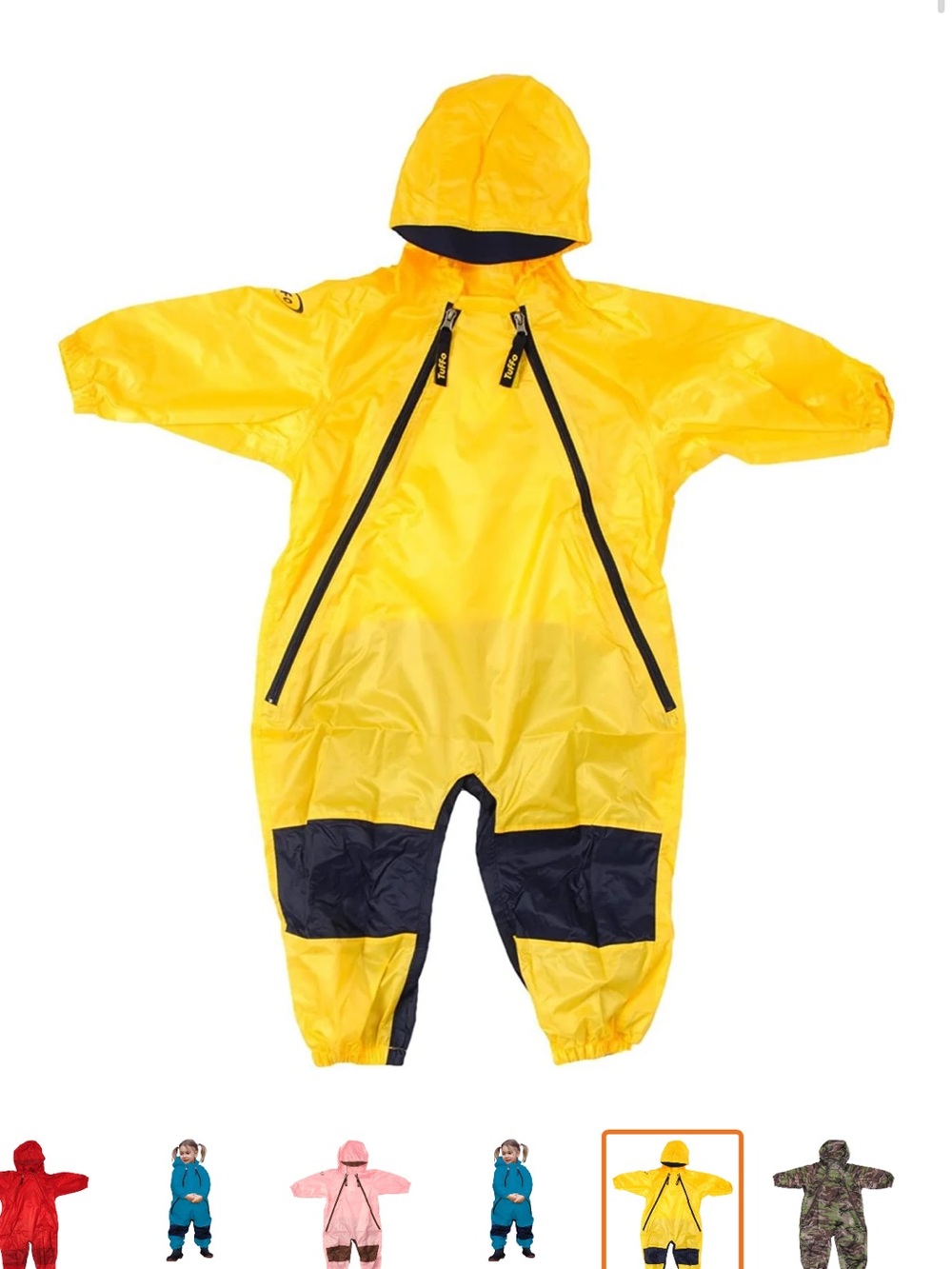 Yellow Kids Waterproof Hooded One-Piece Rain Suit